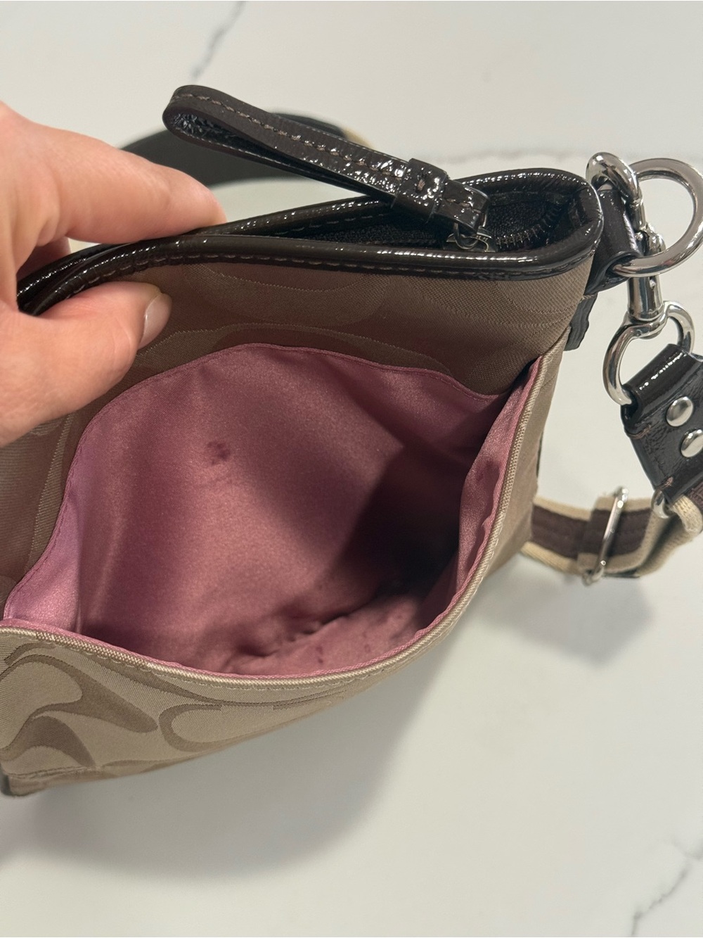 Coach Signature Khaki Brown Crossbody Bag Brown & Tan - Picture 6 of 10